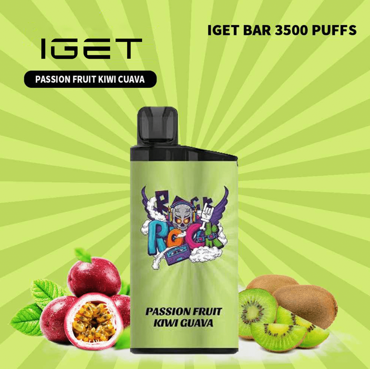 IGET BAR PASSIONFRUIT KIWI GUAVA – 3500 PUFFS - Vape Shop Australia